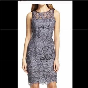 COPY - #96 Adrianna papell evening dress , grey floral lace , size 12